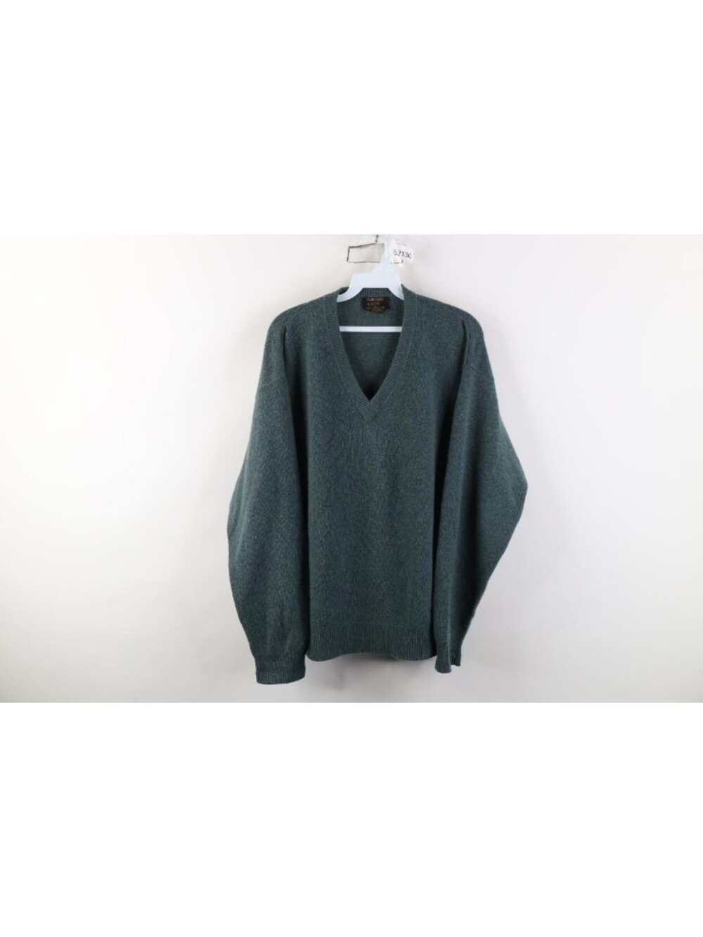 Vintage 90s Streetwear Mens Size Large Blank Cashmere Knit V-Neck Sweater